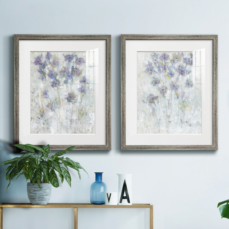 Lavande florale Fresco I - ensemble de 2 reproductions d'art sur toile encadrées