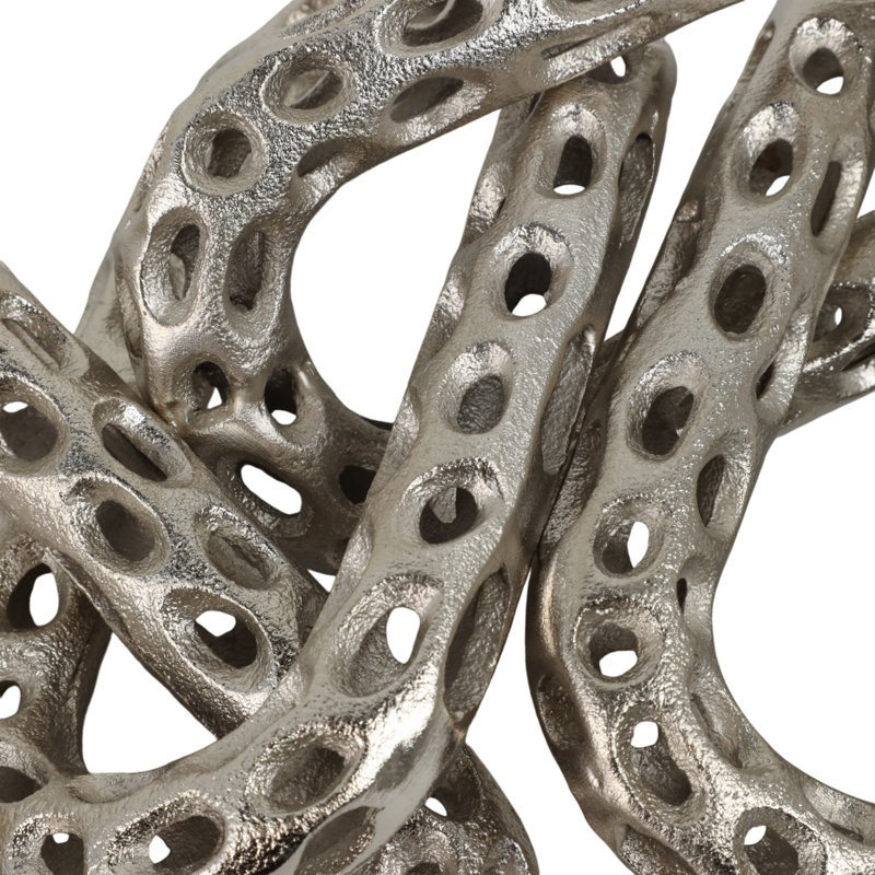 Objets décoratifs contemporains à maillons de chaîne - Décorations pour salon et table de vestibule - Figurines élégantes ou présentoir à statue - 25 po, argent