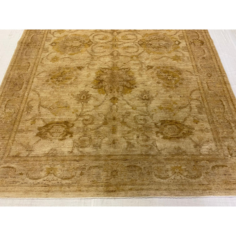 Tapis Oushak rétro noué à la main de conception unique 6 pi 1 po x 8 pi 10 po Anatolian
