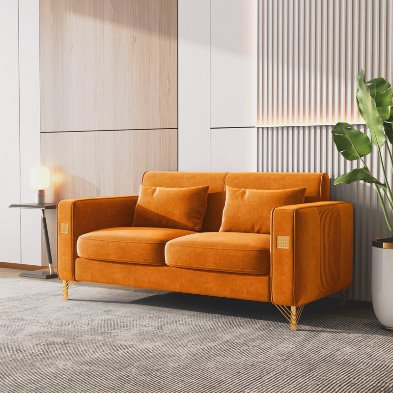 Barcaldine Velvet Loveseat, Orange Velvet