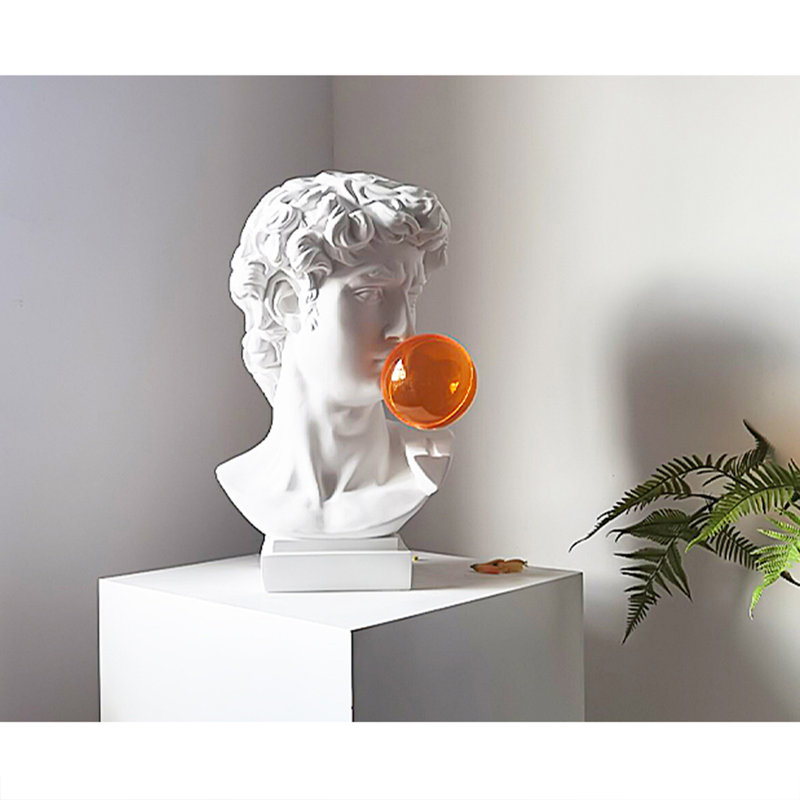 Sculpture Nordic Minimalist, Orange / blanc, 18.11" H x 11.02" W x 9.84" D