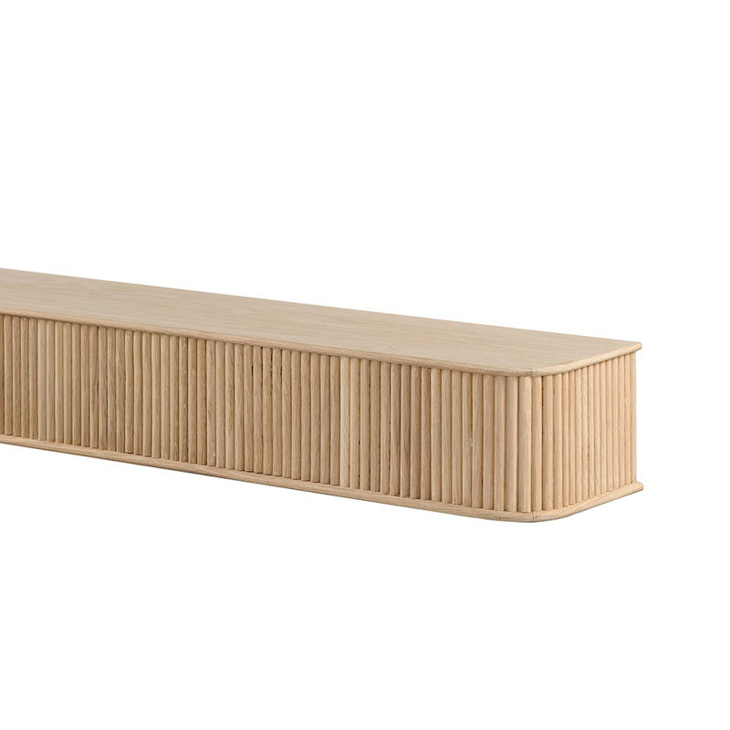 Modern Ember Alfama Fireplace Wood Mantel Shelf with Fluted “Reed” Details, 60", Whitewash