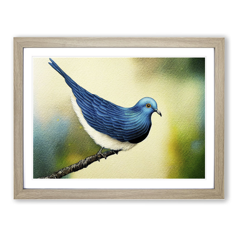 Dove Bird In Watercolour Vol.5 - Single Picture Frame Print, Oak Framed, 34cm H x 46cm W x 2cm D
