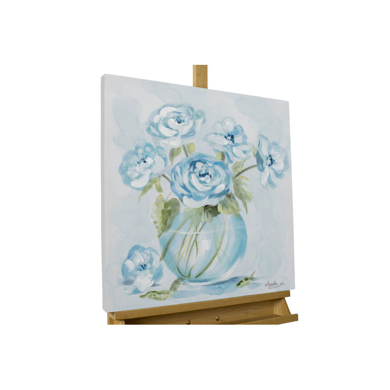 Hand -painted acrylic painting, poetry and flowers