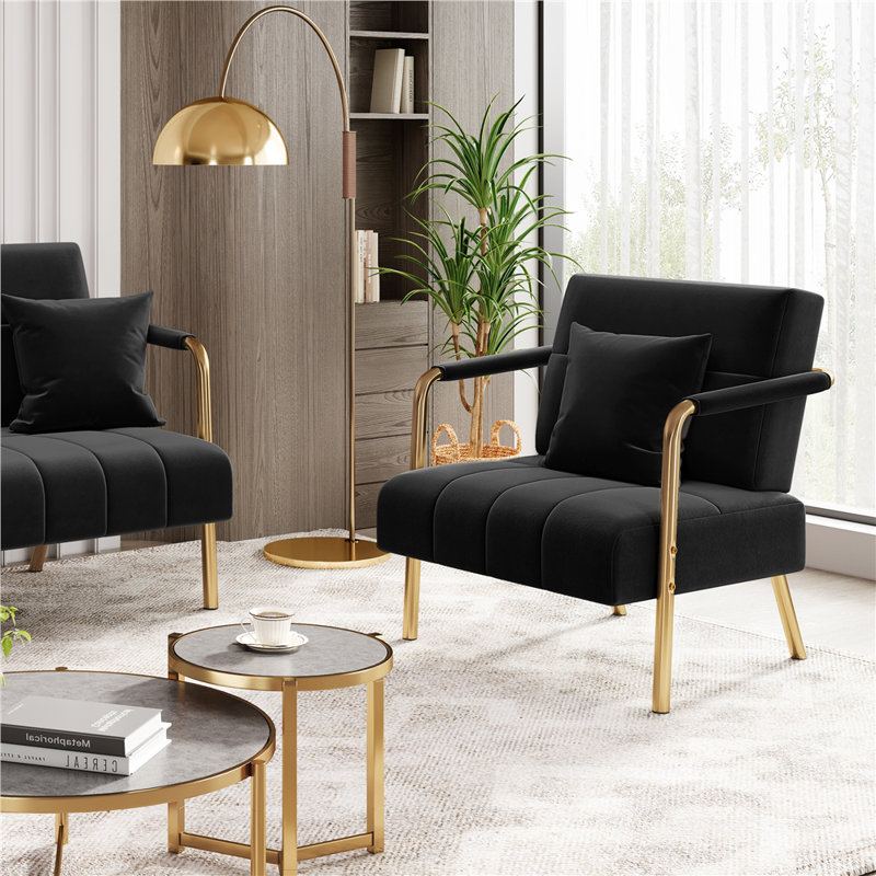 color Upholstered Armchair, Black