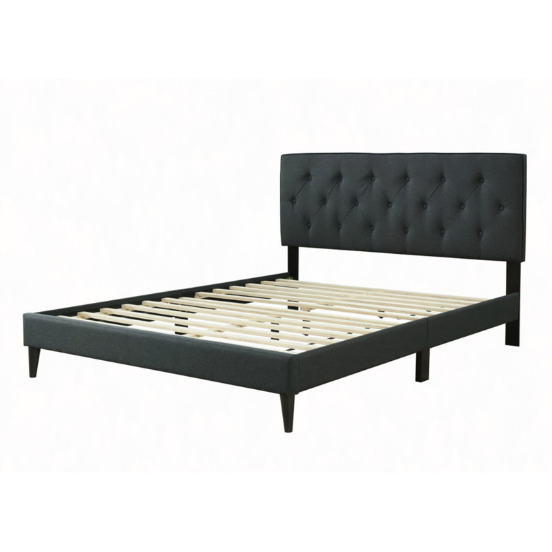 Lit-dans-une-boîte avec ports USB et tête de lit capitonnée, tissu en polyester moelleux, assemblage facile, Grand lit