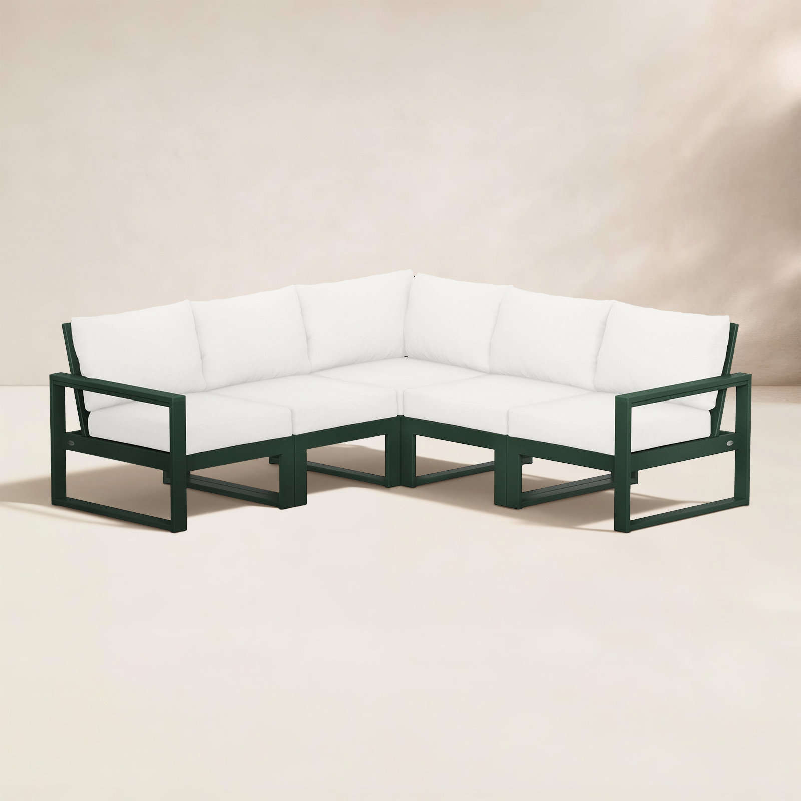 POLYWOOD® Edge 85" Patio Sectional, Natural, Green