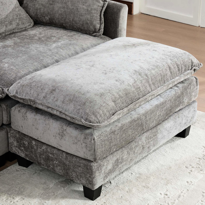 Cloud , Gray, Sw501dgy - Modern Sectional Couch For Apartment, Living Room, Bedroom, Breathable Chenille, Modular Configuration, Luxurious Upholstery, Ample Proportions, Adjustment