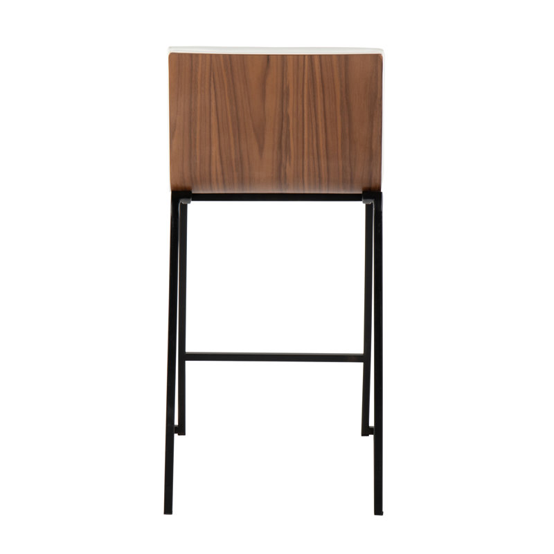 Tabouret de bar et de comptoir Chattahoochee, Tabouret de comptoir (siège d'une hauteur de 25,7, Cuir blanc / cadre noir