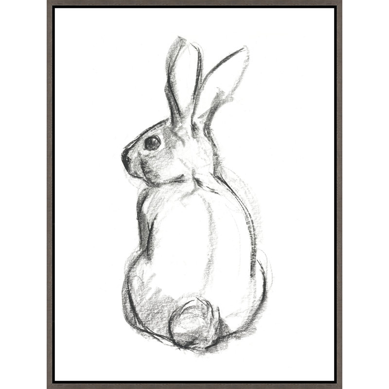 Charcoal Rabbit Painting by Richard Ryder, Image Brush Gel, 41.75" H x 31.75" W 