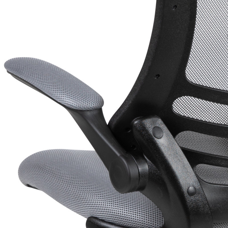 Mid-Back Mesh Swivel Ergonomic Task Office Chair with Flip-Up Arms, Grey, Black