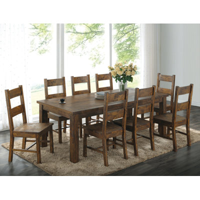 9-piece Rectangular Dining Set Rustic Golden Brown