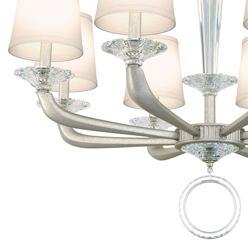 Emilea 8 - Light Glass Chandelier, Antique Silver