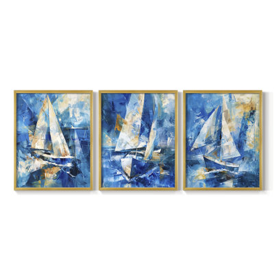 Série Sea and Shore XV - Ensemble de 3 estampes numériques - Prêt à accrocher