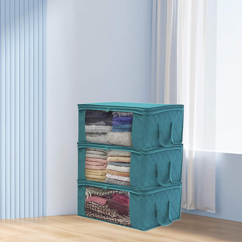 Ensemble de boîtes de rangement en tissu, Bleu