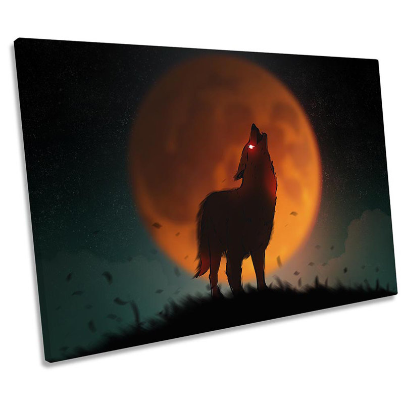 Wolf Moonligh - Wrapped Canvas Print, 91.4cm H x 137.2cm W x 4cm D
