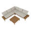 Tavira - Ensemble de canapé modulaire d'extérieur en tissu blanc cassé + canapé d'eucalyptus + table basse