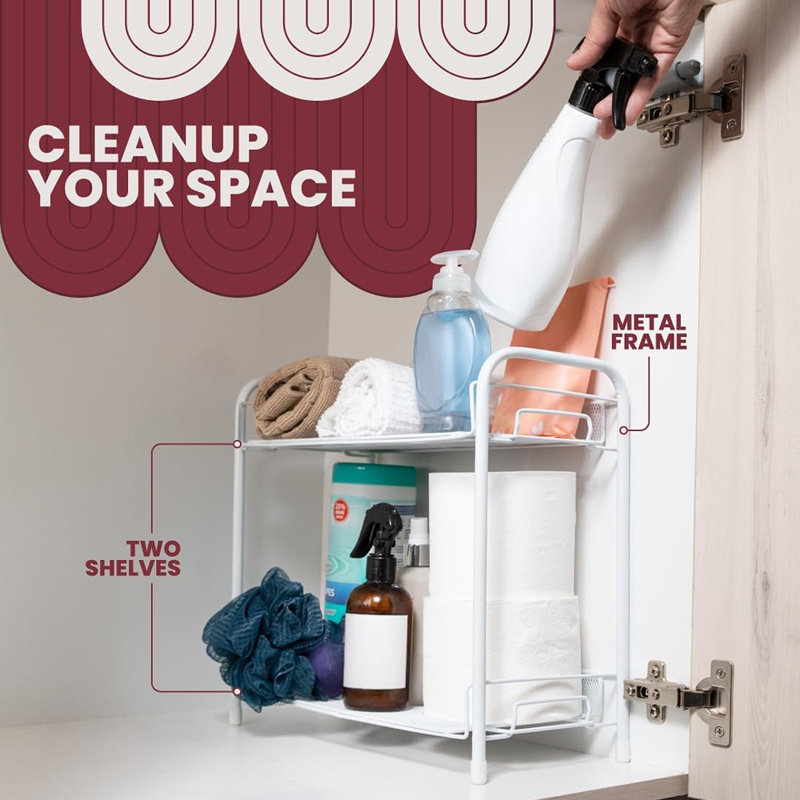 2-Tier Under Sink Pull-Out Organizer – Multi-Purpose Cabinet Storage For Kitchen And Bathroom