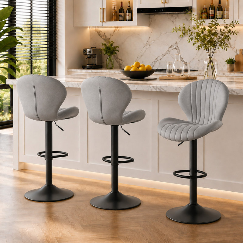 Tabourets de bar pivotants à hauteur réglable, tabourets de comptoir revêtus de similicuir, Gris