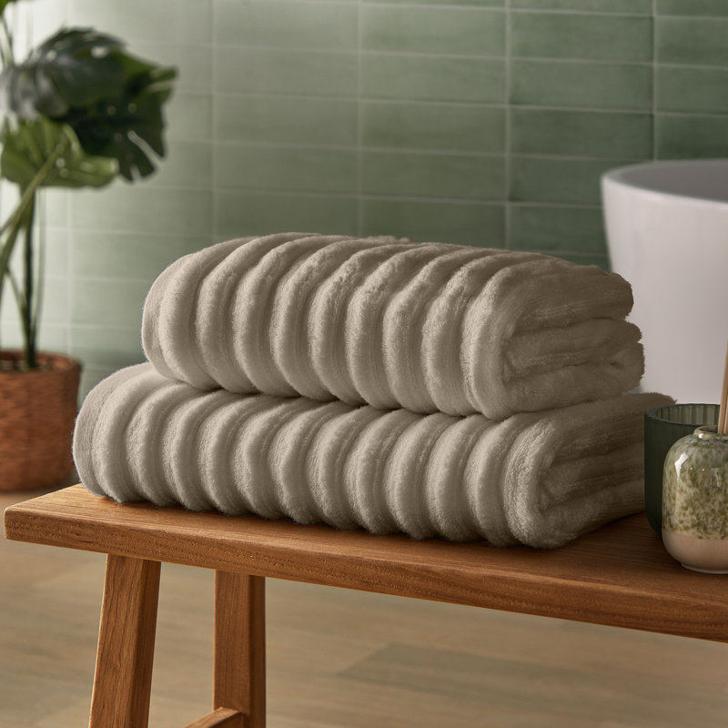 Silentnight Ribbed Cotton Bath Sheet Towel, White, 6 Pieces Towel Set