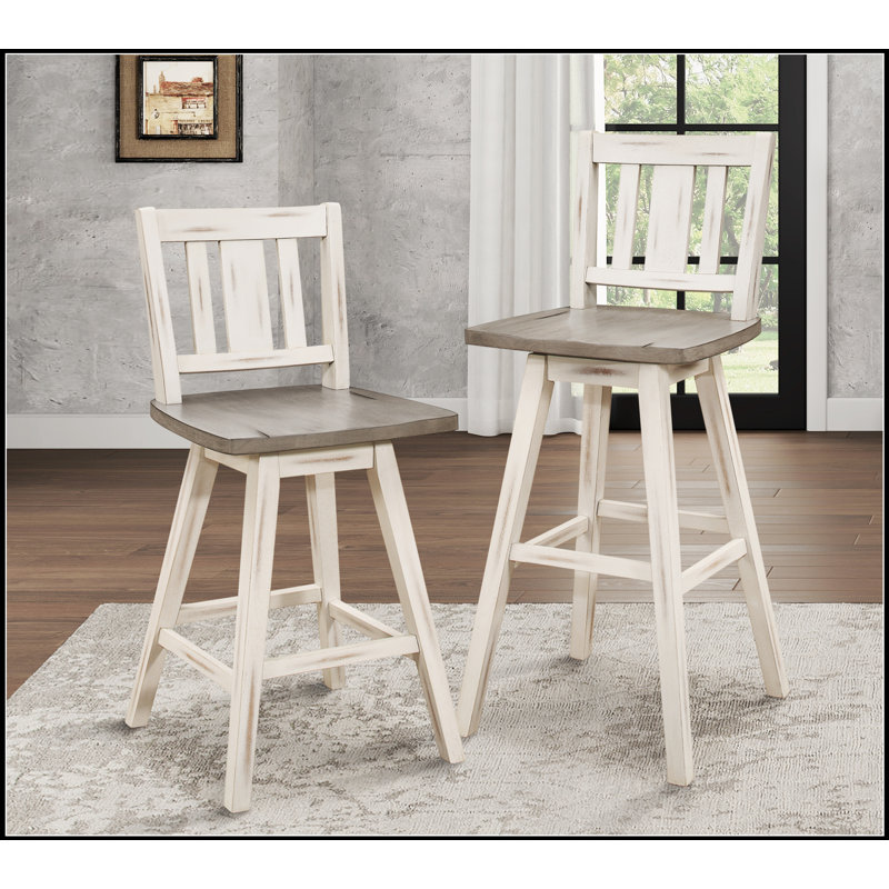 Ensemble de 2 chaises pivotantes à hauteur de comptoir en bois d'hévéa durable avec rotation à 360 degrés pour plus de confort et de style