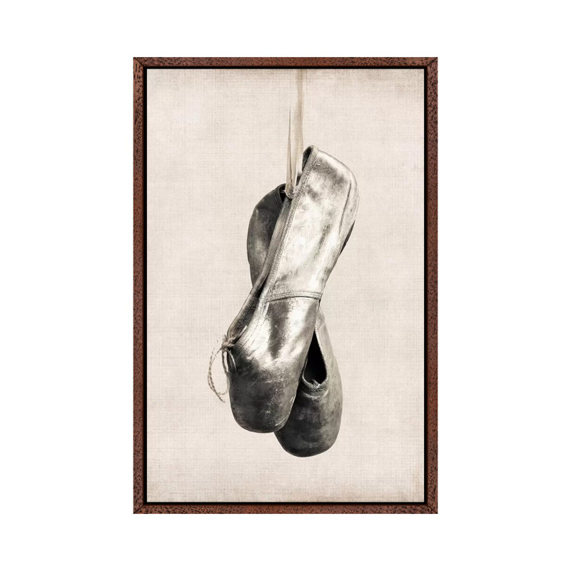 Point Shoes - Print on Canvas, 101.6 cm H x 66.04 cm W, Classic Brown Wood Framed