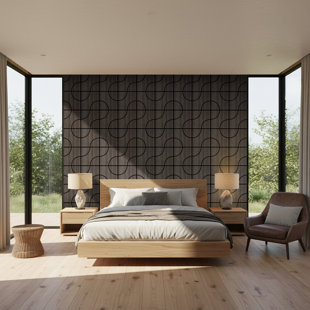Ensemble de 4 panneaux muraux en lattes de bois de 23,6 po x 23,6 po, panneaux décoratifs insonorisants 3D pour murs intérieurs, couvre 15,5 pieds carrés (Ensemble de 4)
