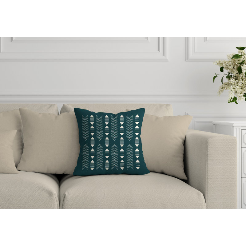 Coussin décoratif intérieur / extérieur Nona Tribal, L 17 po x H 17 po, Émeraude