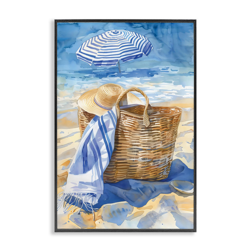 Giclée encadrée par Beach Basket Essentials, design par LSR Design Studio, H 18 po x l 12 po, Giclée encadrée noir minuit
