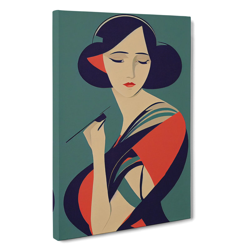 Woman In Art Deco No.3 - Wrapped Canvas Painting, 50cm H x 35cm W x 3cm D