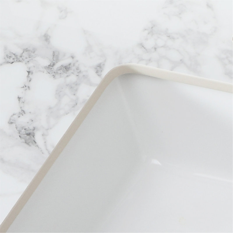 Dessus de meuble-lavabo 37 po x 22 po, dessus de meuble-lavabo en pierre frittée blanc Carra avec lavabo rectangulaire encastré en céramique avec dosseret de meuble-lavabo, trou de robinet simple