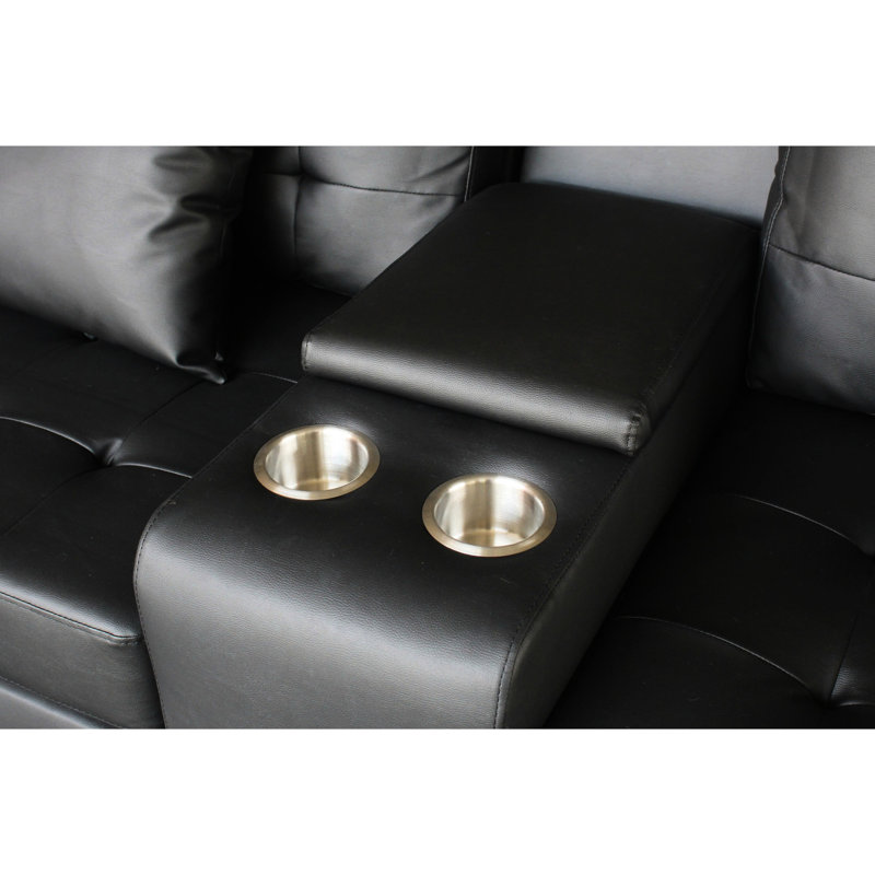 Élégant avec lumières à DEL, chargeurs, console de rangement, porte-gobelets et coussins ravissants noirs