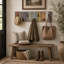Freida 7 - Hook Wall Mounted Coat Rack in Brown/Red/Blue
