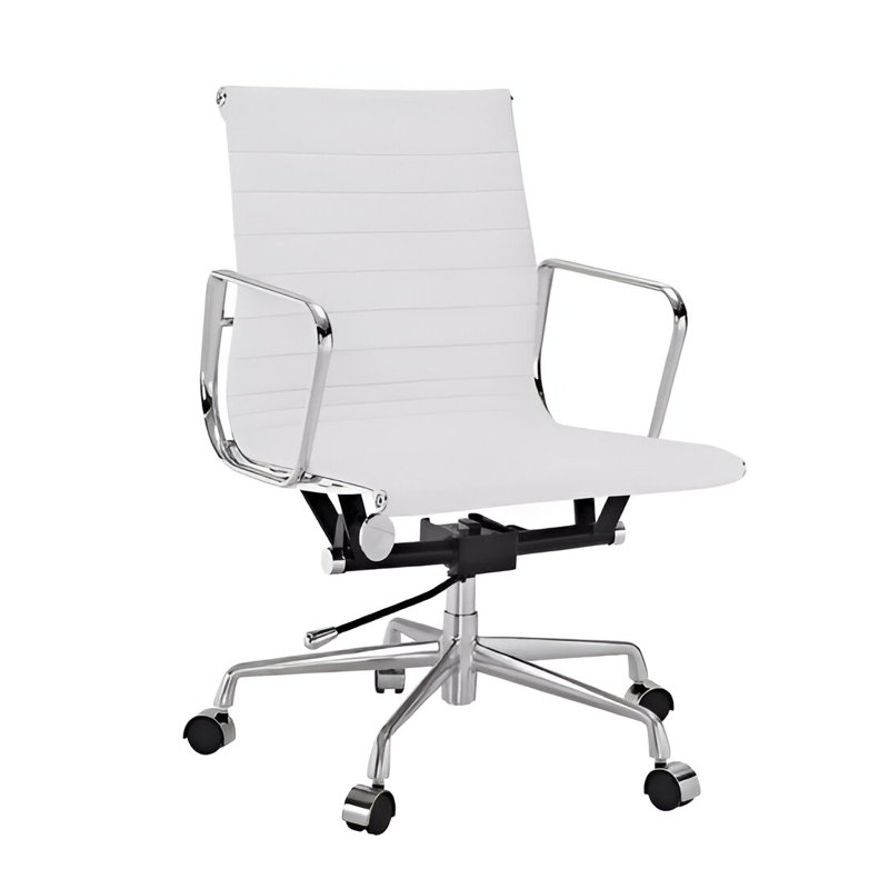Chaise de bureau à dossier bas Toni, Blanc