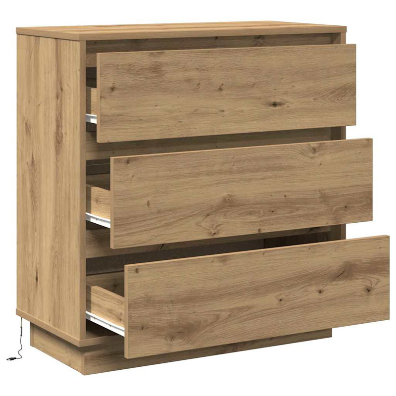 Bedside Cabinet 71 X 34.5 X 75 Cm Engineered Wood, Artisan Oak