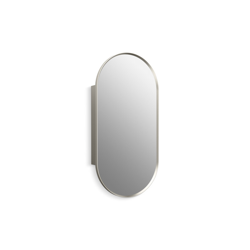 Verdera Capsule Framed Medicine Cabinet, Brushed Nickel, 40" H x 20" W x 5.55" D
