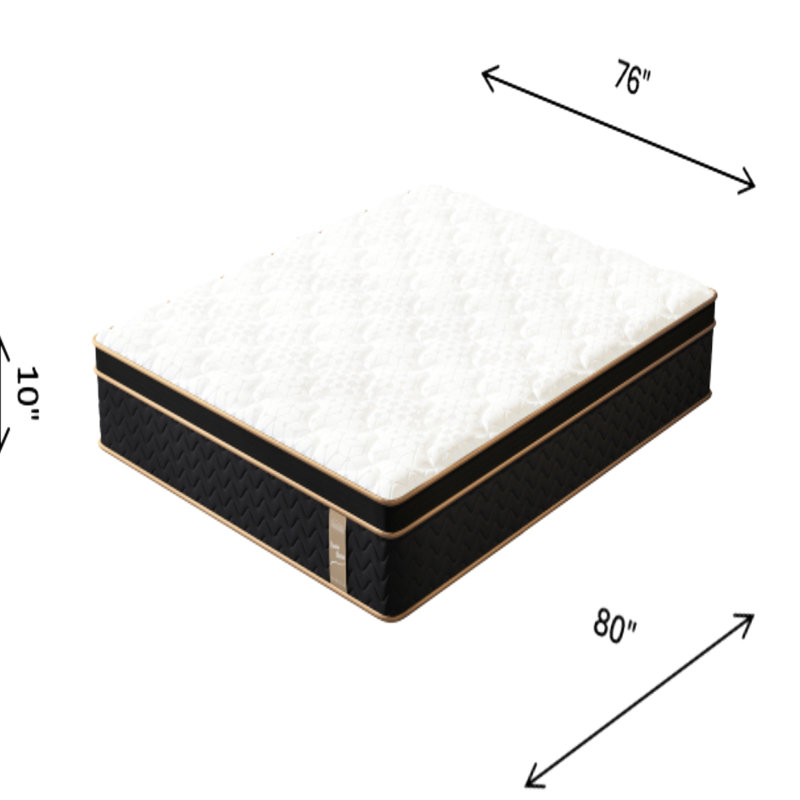 Très grand matelas en mousse à mémoire de forme de 10 pouces, matelas à ressorts ensachés individuels pour un sommeil tranquille et non perturbé