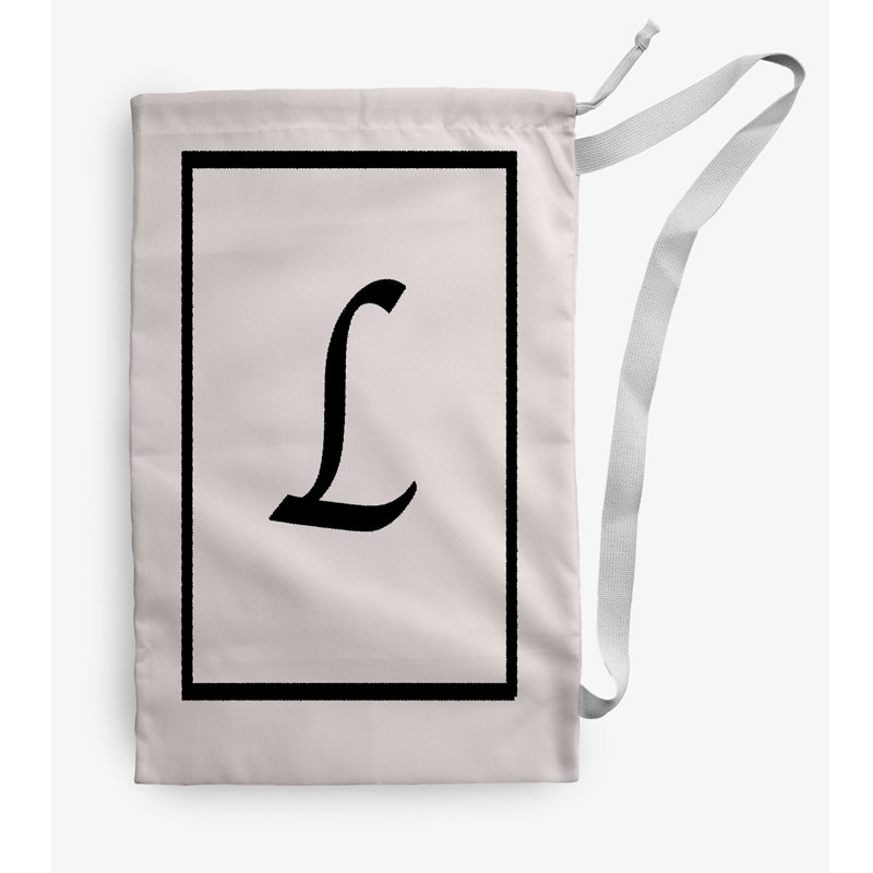 Sac à linge Monogram, Petit (H 29 po x l 18 po), Ivoire / noir