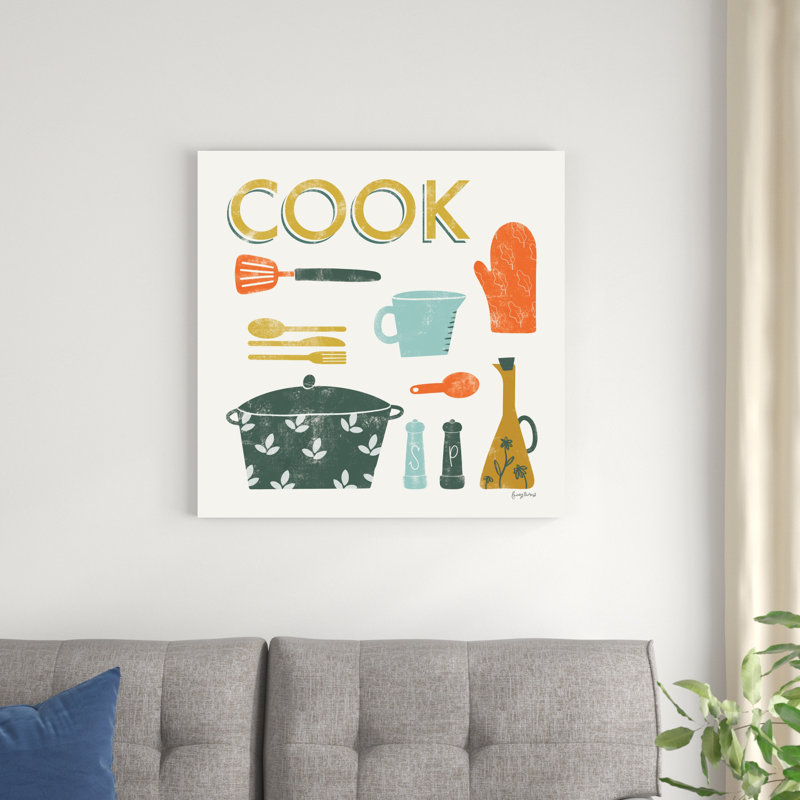 " Retro Kitchen III " by Becky Thorns Mixed Media Print, 30" H x 30" W x 1.25" D