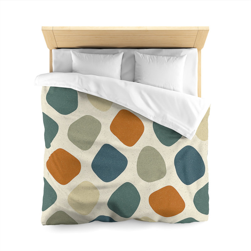 Microfiber Duvet Cover Boho Style, Design 46, Queen Duvet Cover, White