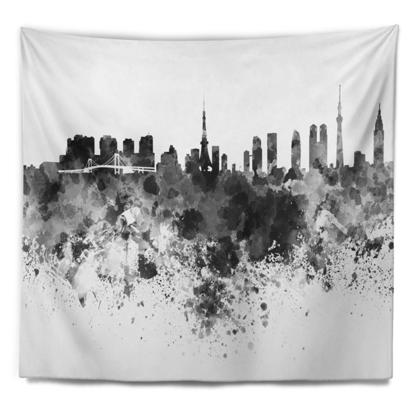 Tapisserie de tokyo skyline Cityscape, H 32 po x l 39 po