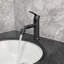 Robinet de lavabo de lavabo noir mat, robinet de salle de bain à poignée simple, fabrication en acier inoxydable pour la longévité, avec trou de robinet à évacuation d'eau silencieux et uniforme