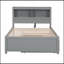 Lit plateforme double avec lit gigogne, tiroirs et prises USB, gris