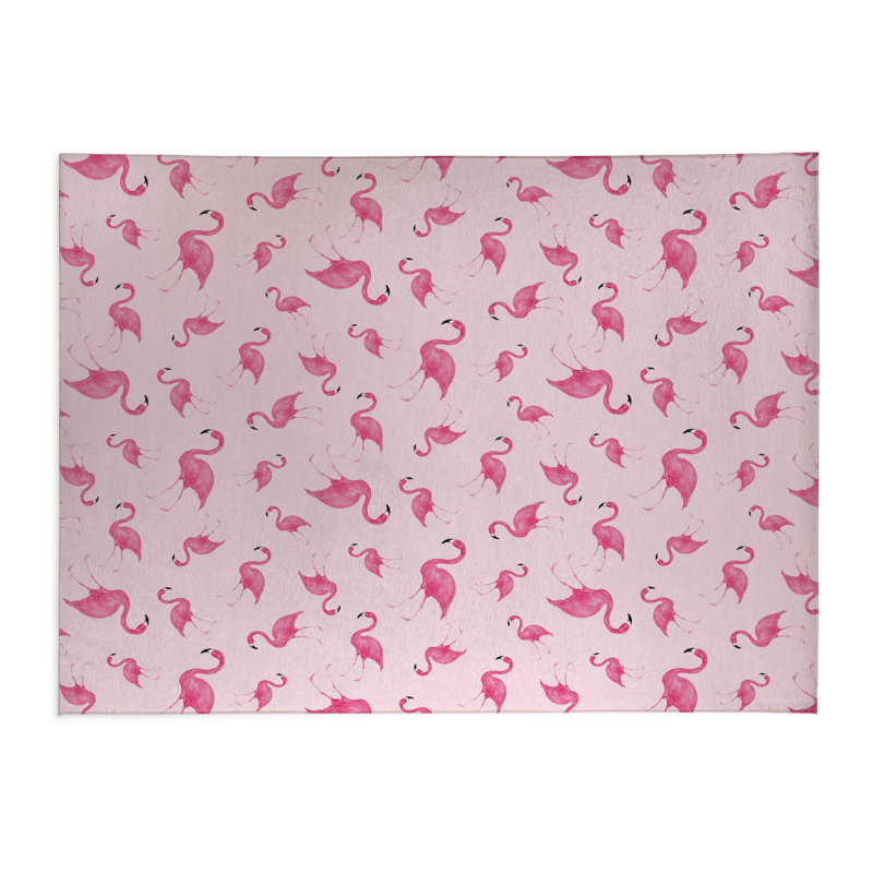 Tapis de cuisine antidérapant Summer Flamingo, Rectangulaire 3 pi x 5 pi, Rose