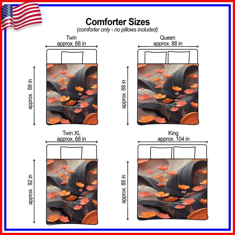 Orange Paper Flowers Comforter, Twin