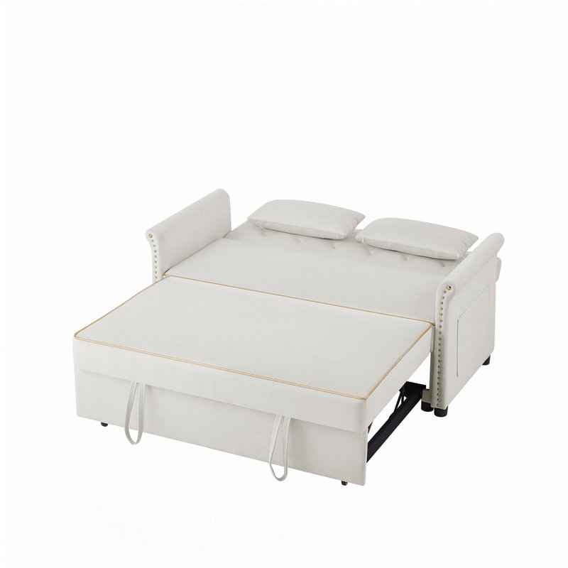 Canapé-lit en velours, Beige