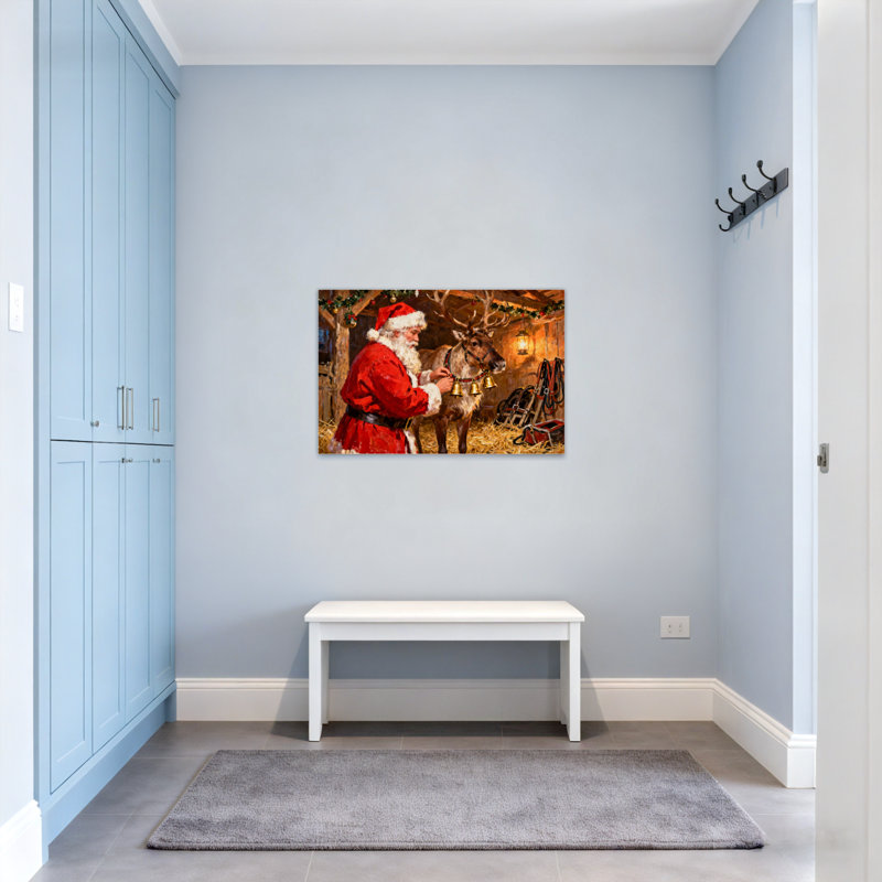 Noël, père Noël, décoration, renne avec clochettes, H 28 po x l 40 po