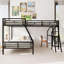 Lit simple superposé simple avec lit mezzanine simple attaché, avec bureau, métal