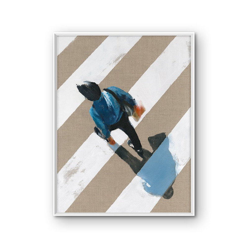 Crosswalk 3 Framed Acrylic Painting Print, White  Framed, 39" H x 30" W