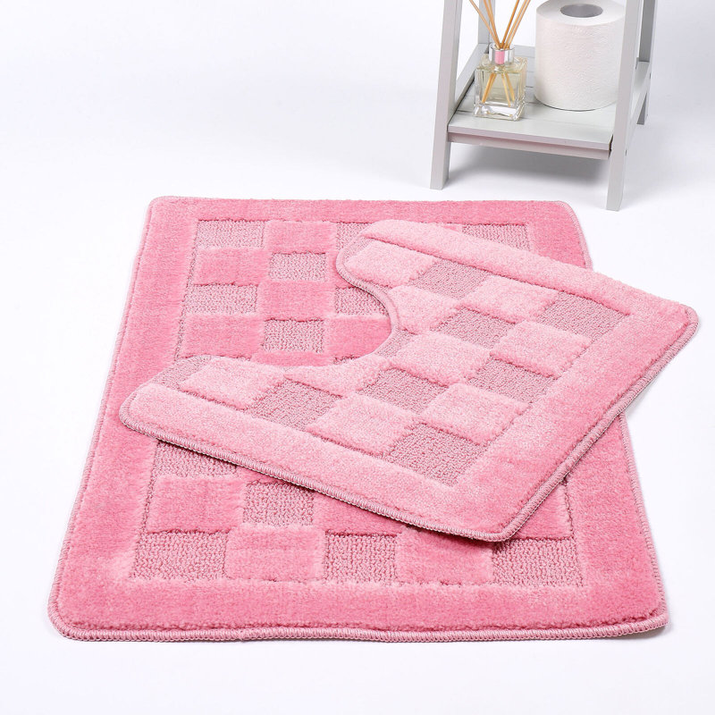 Emitte Polyester Blend Non-Slip Contour Mat, Pink